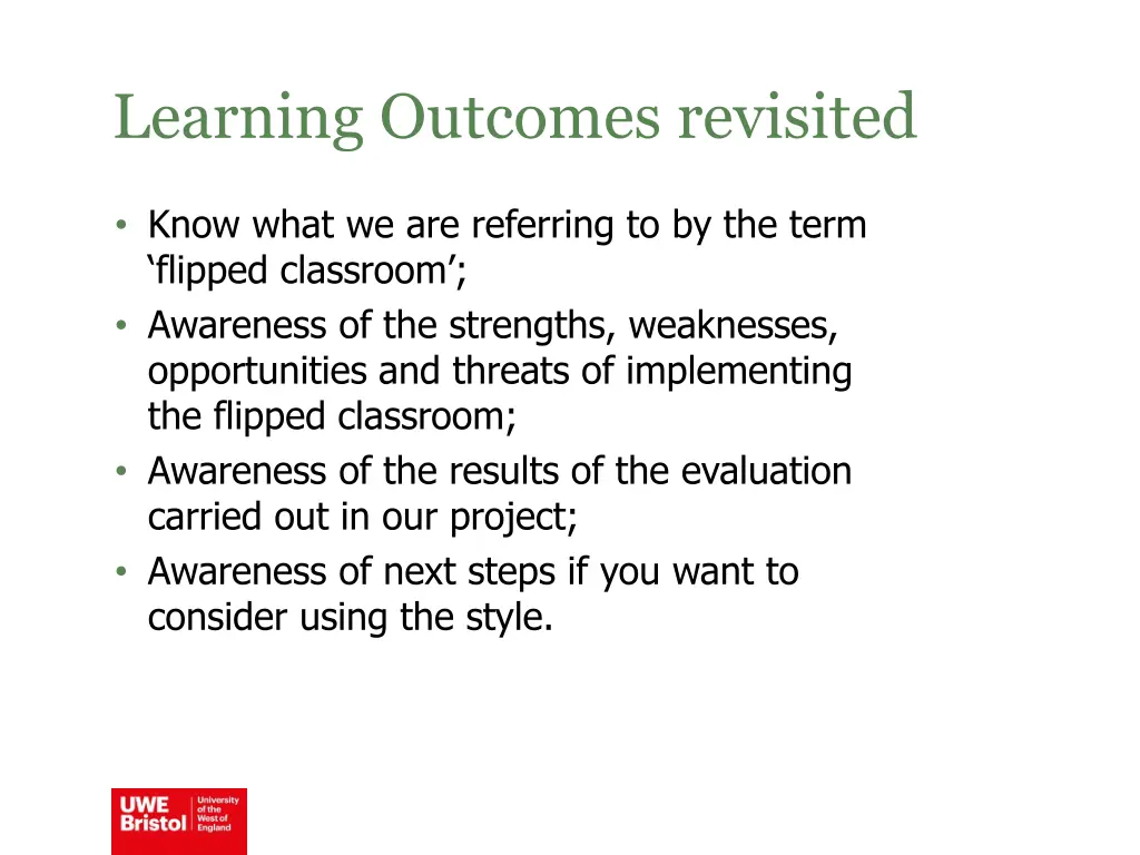 learning outcomes revisited