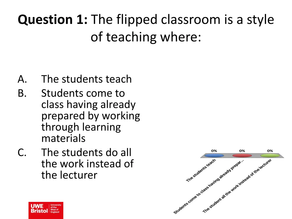 question 1 the flipped classroom is a style