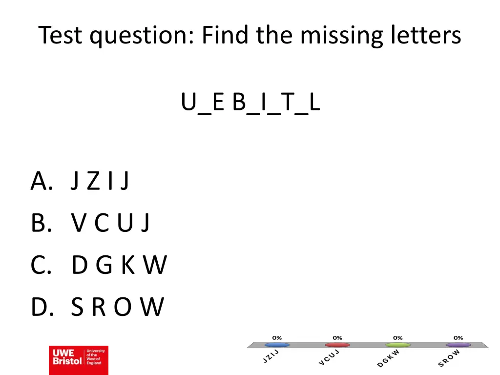 test question find the missing letters