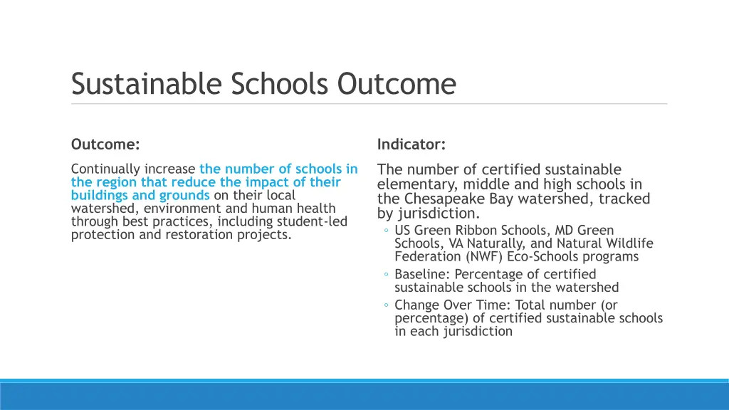 sustainable schools outcome