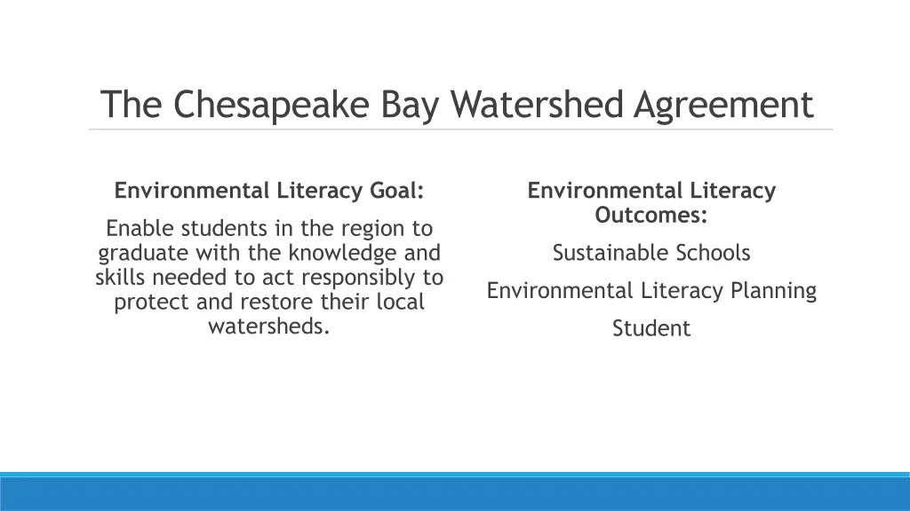 the chesapeake bay watershed agreement