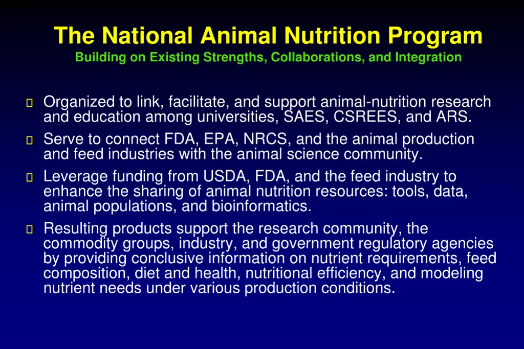 the national animal nutrition program building