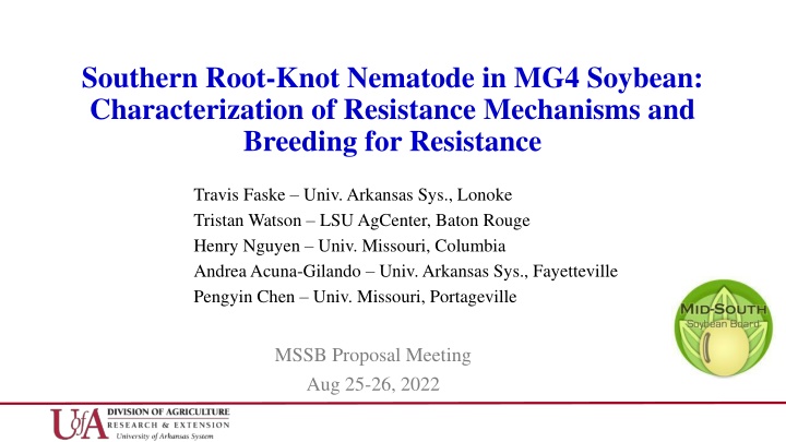 southern root knot nematode in mg4 soybean