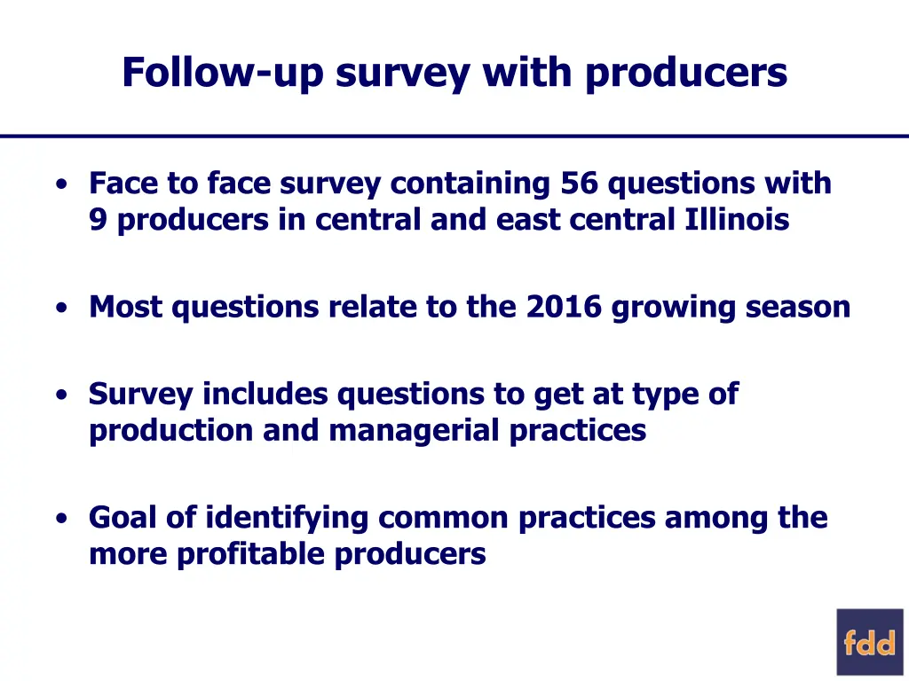 follow up survey with producers