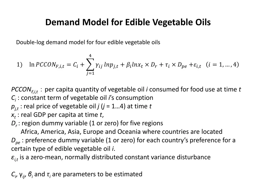 demand model for edible vegetable oils