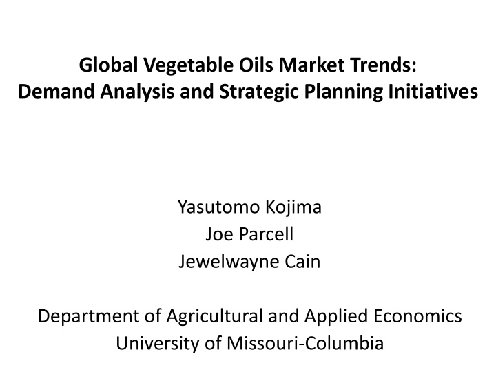 global vegetable oils market trends demand