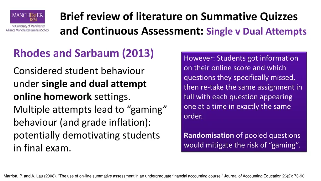 brief review of literature on summative quizzes 2