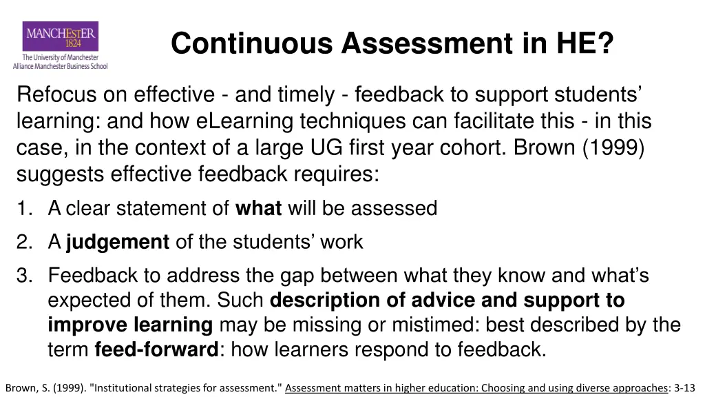 continuous assessment in he 1