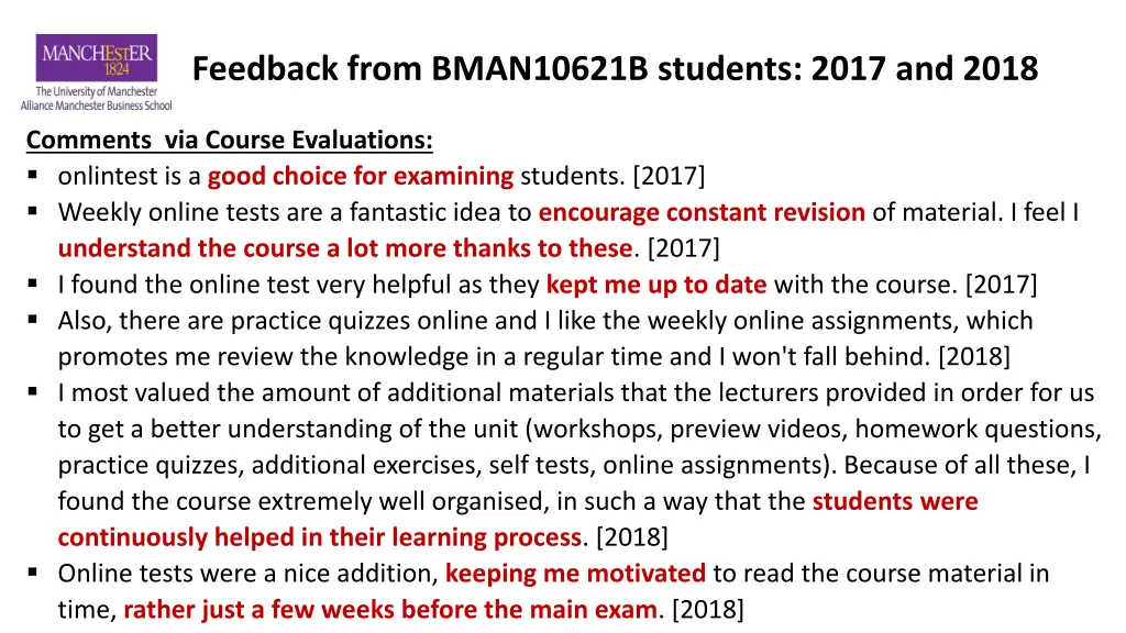 feedback from bman10621b students 2017 and 2018 5