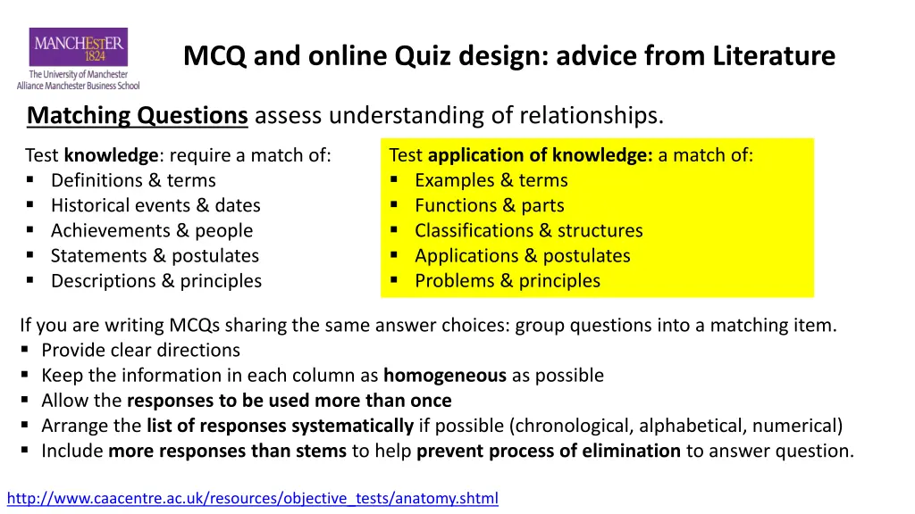 mcq and online quiz design advice from literature 2