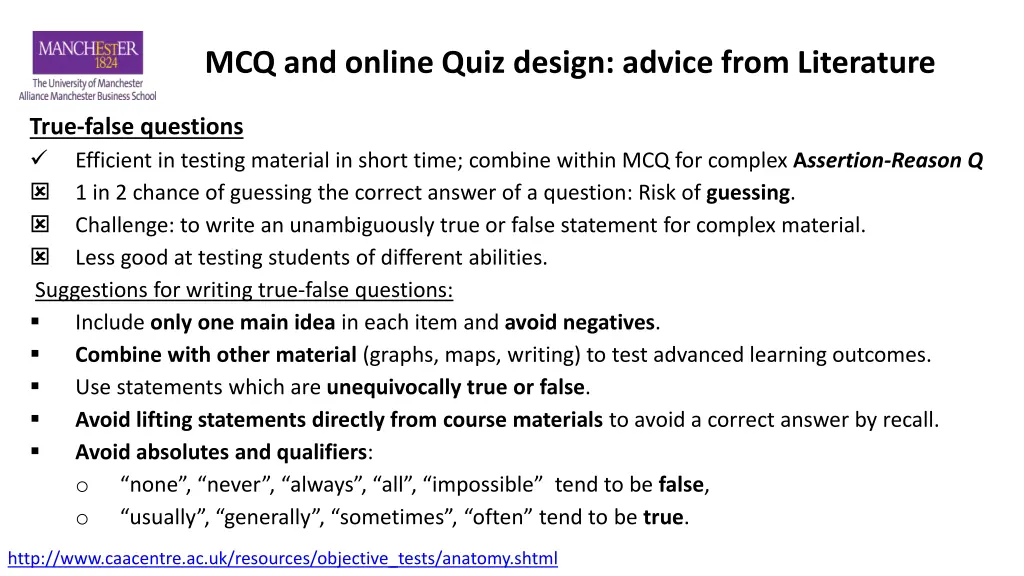 mcq and online quiz design advice from literature 3