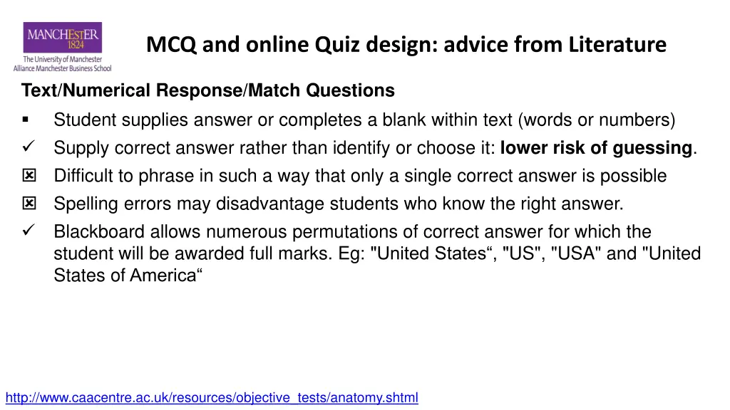 mcq and online quiz design advice from literature 5