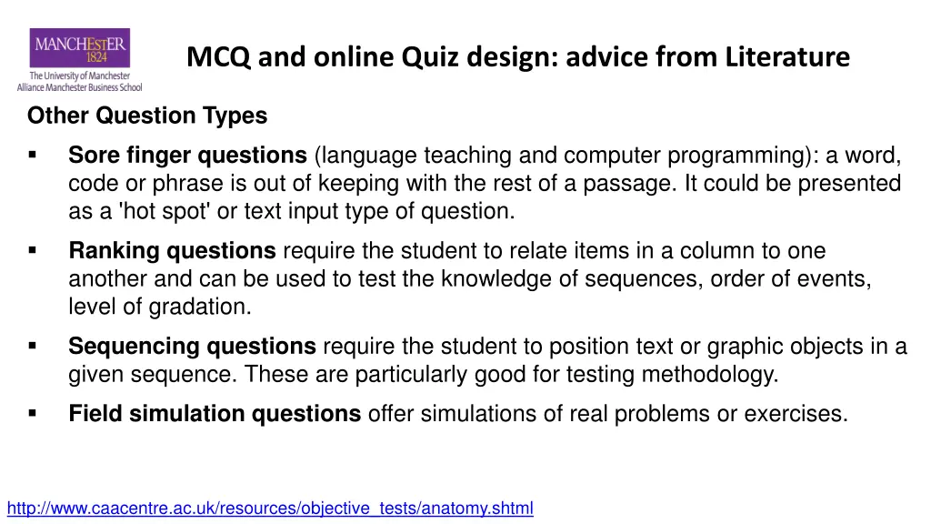 mcq and online quiz design advice from literature 6