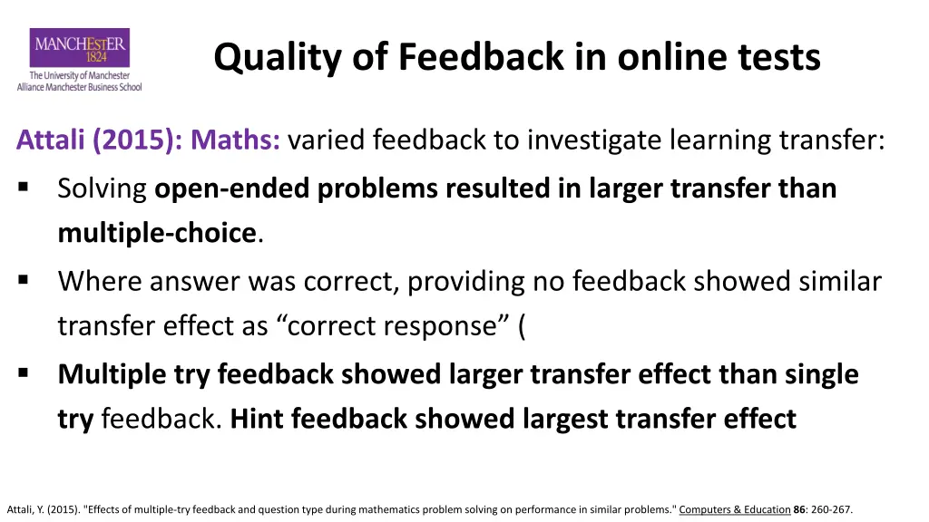 quality of feedback in online tests 1