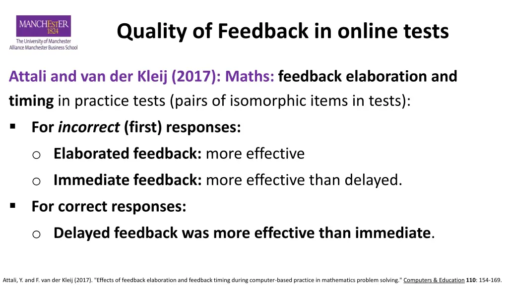 quality of feedback in online tests 2