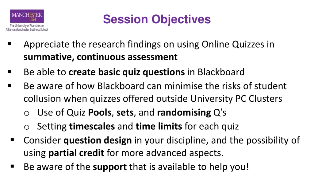 session objectives