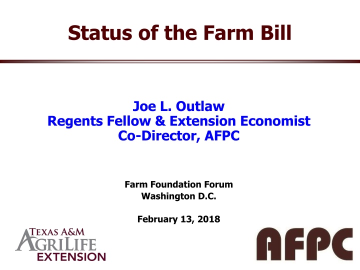 status of the farm bill