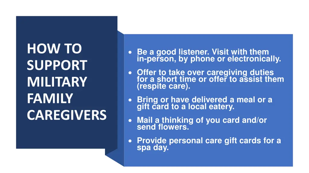 how to support military family caregivers