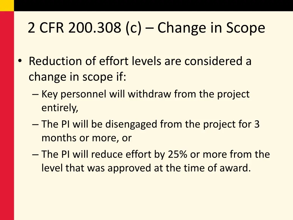 2 cfr 200 308 c change in scope