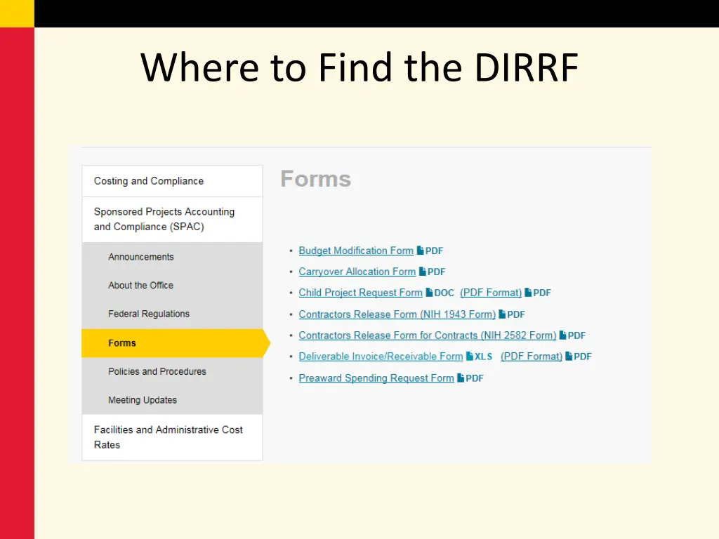 where to find the dirrf