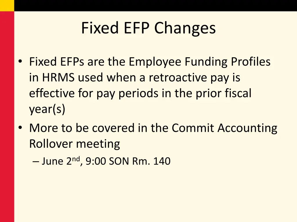 fixed efp changes