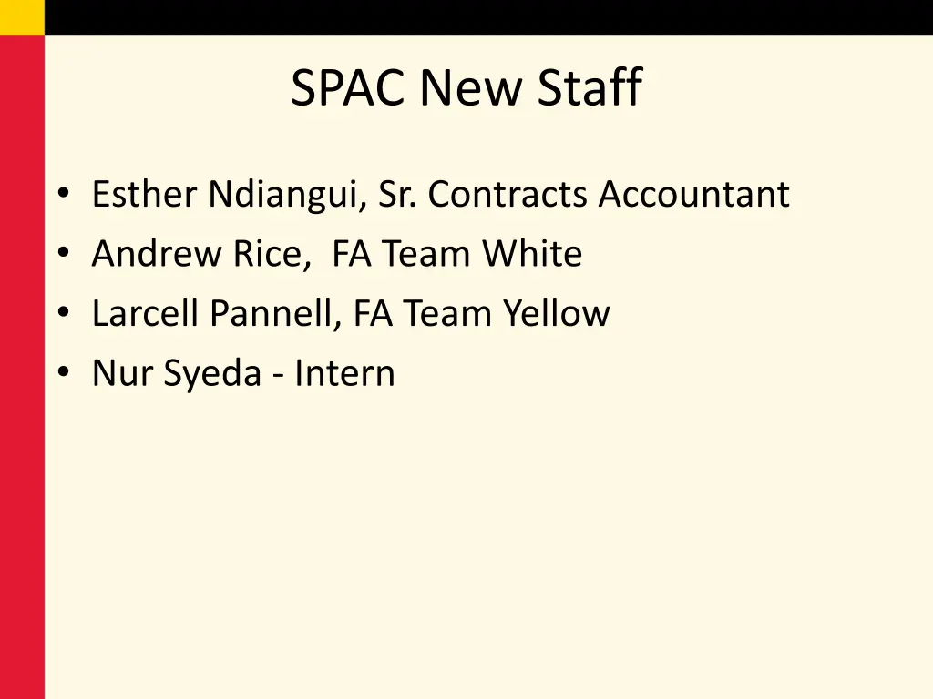 spac new staff