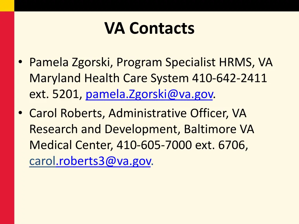 va contacts