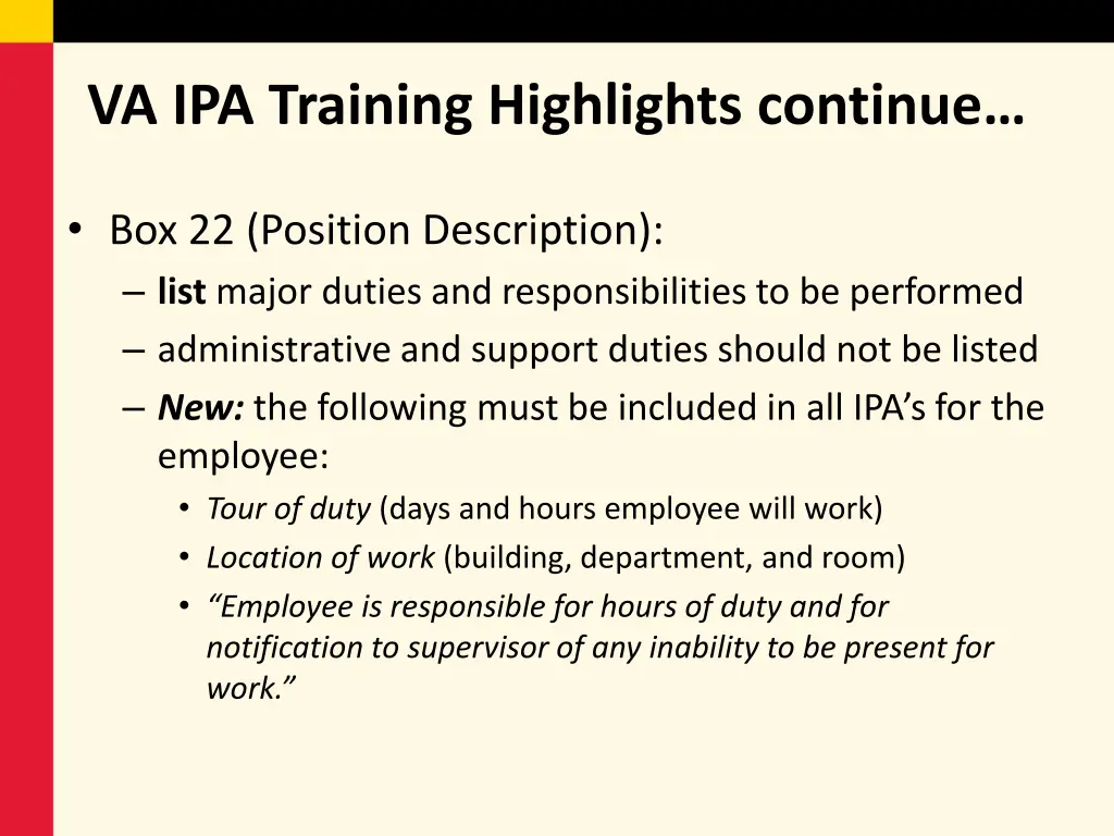 va ipa training highlights continue