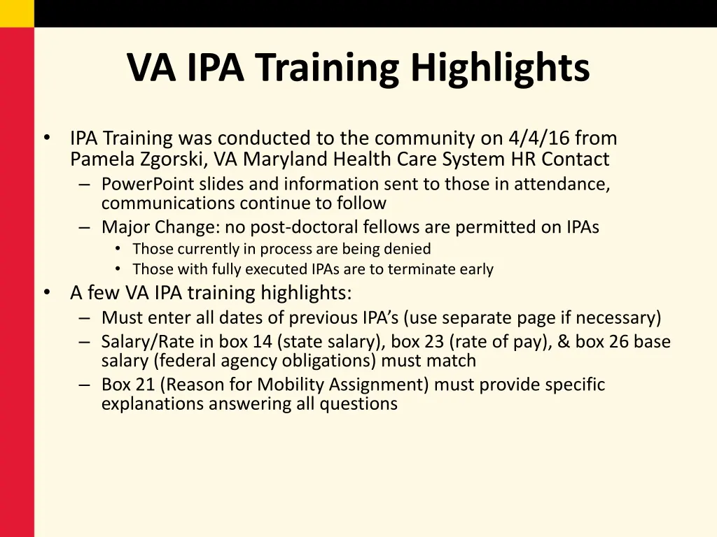 va ipa training highlights