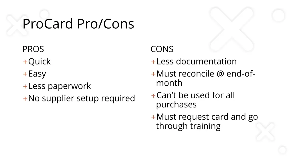 procard pro cons