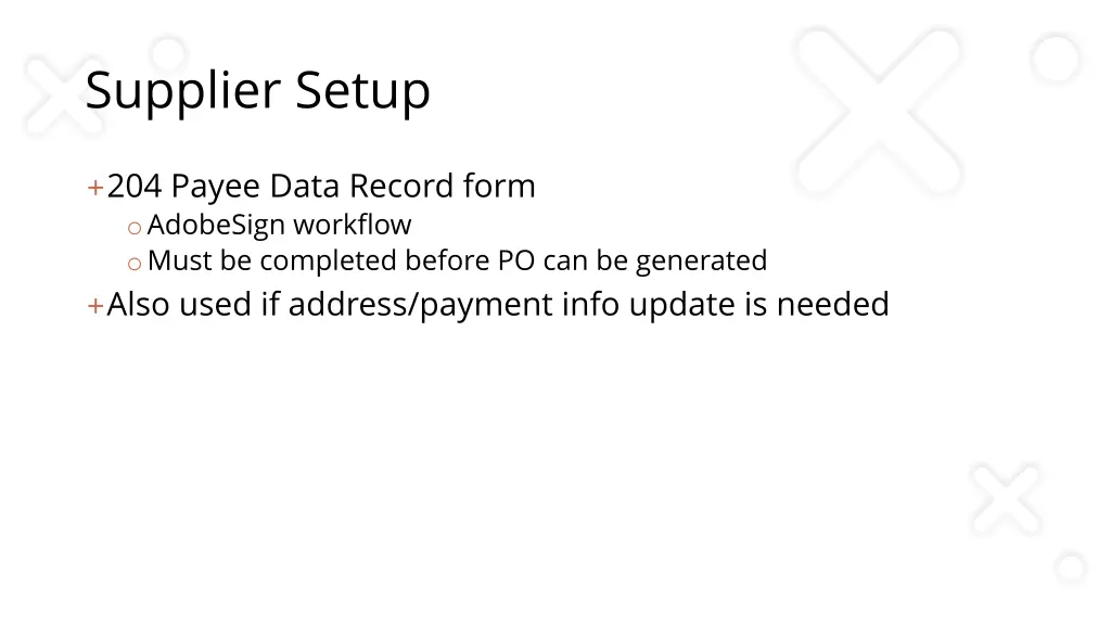 supplier setup