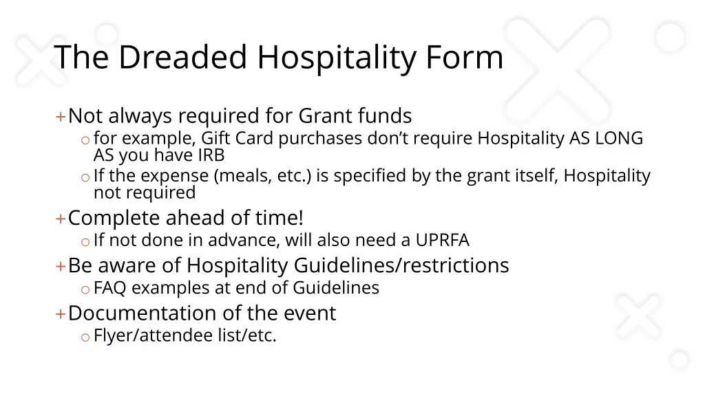 the dreaded hospitality form