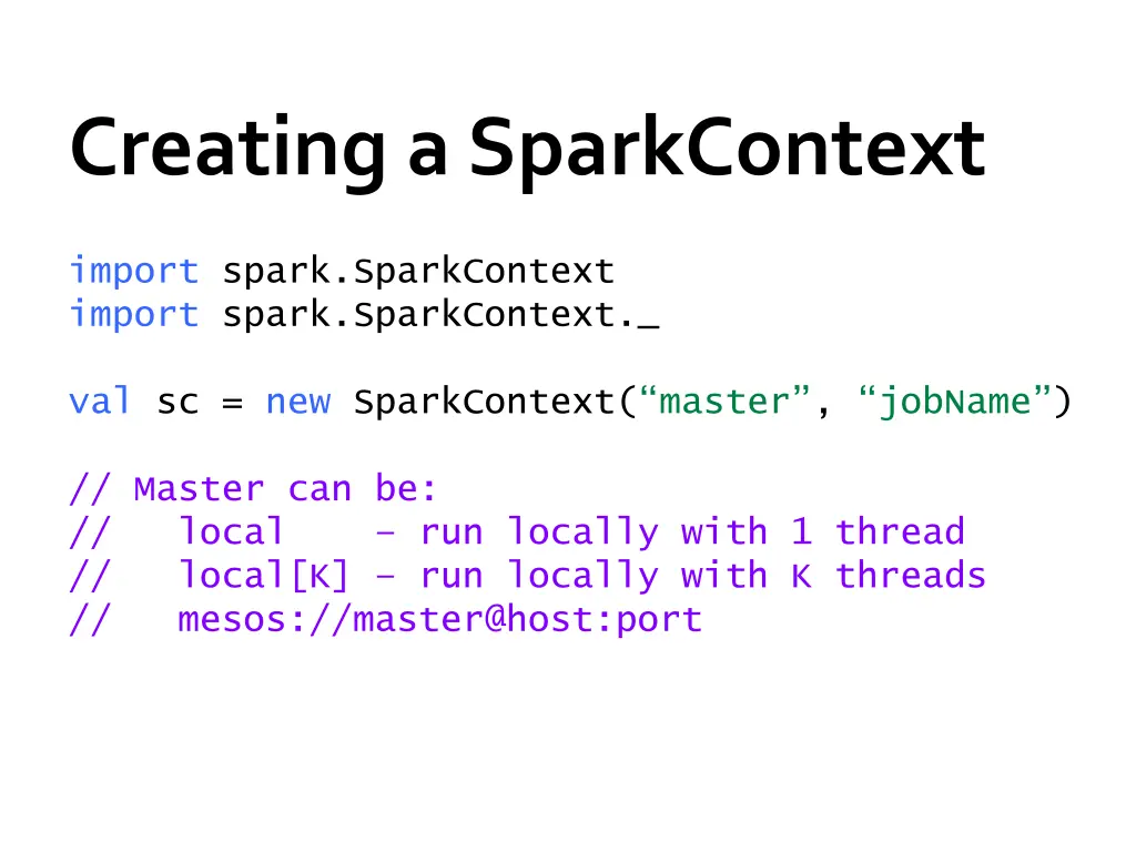 creating a sparkcontext