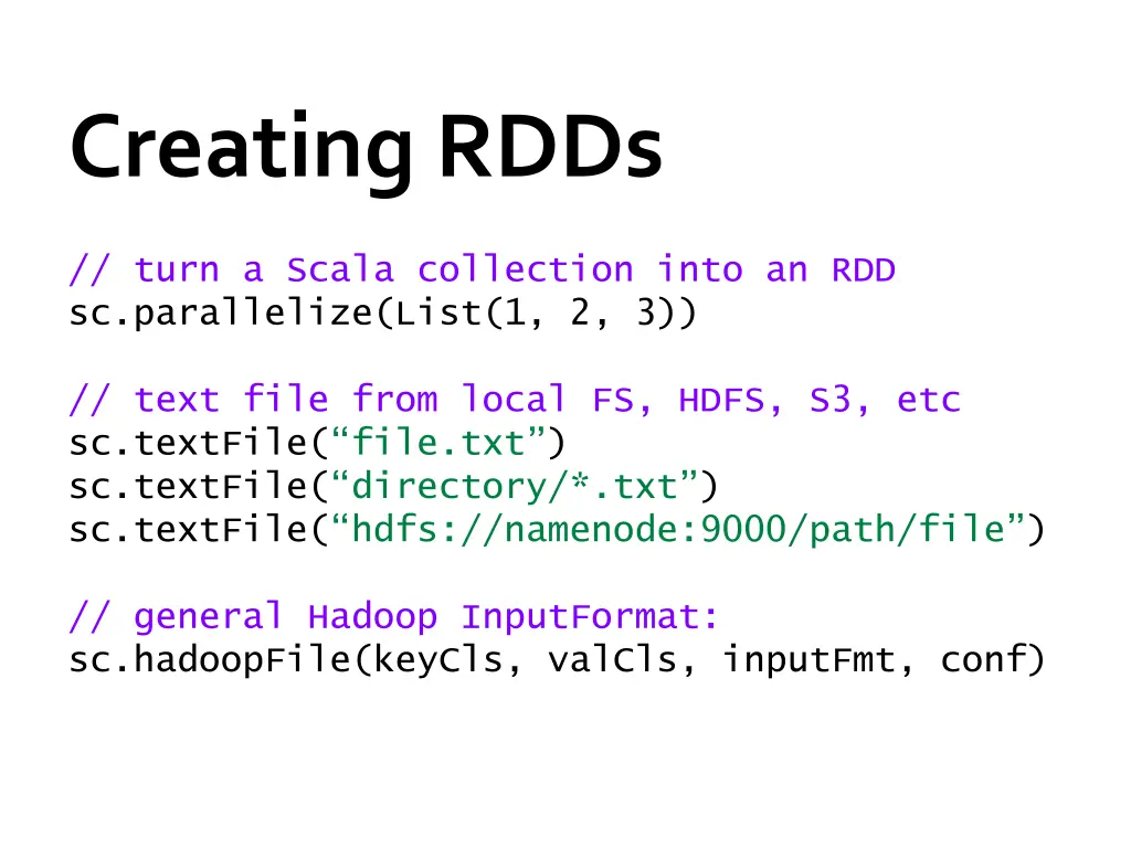 creating rdds