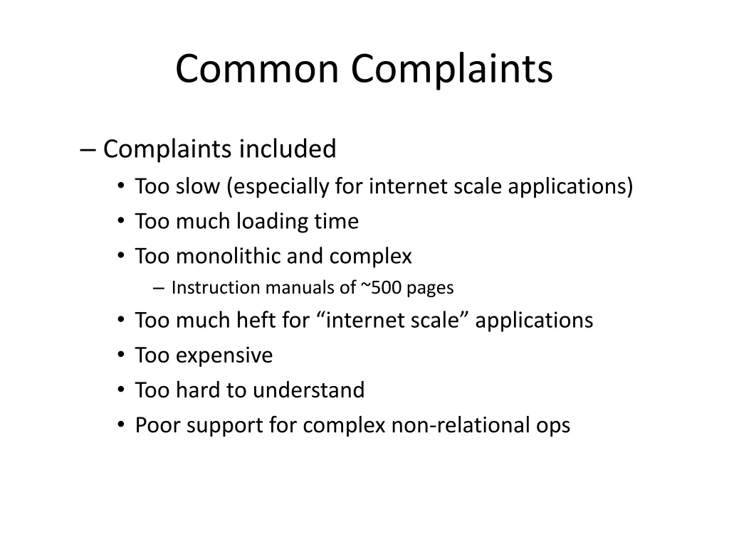 common complaints