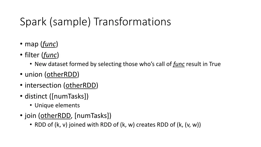 spark sample transformations