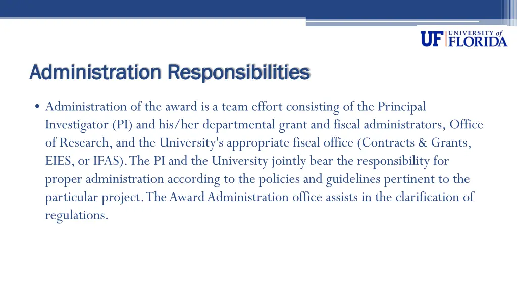 administration responsibilities administration