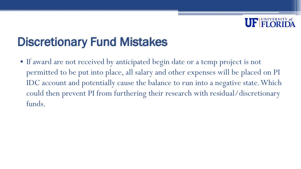 discretionary fund mistakes discretionary fund