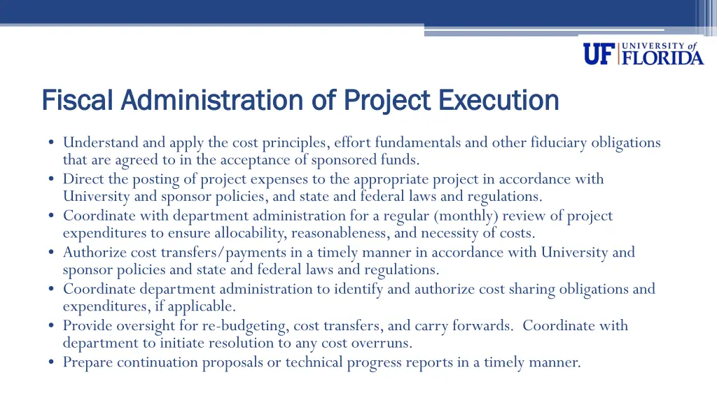 fiscal administration of project execution fiscal