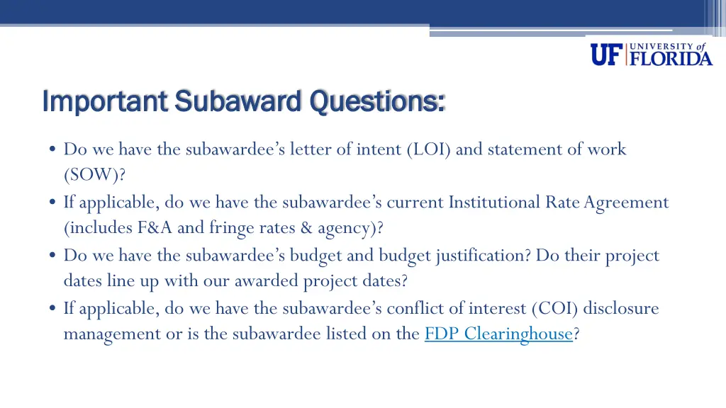 important subaward questions important subaward