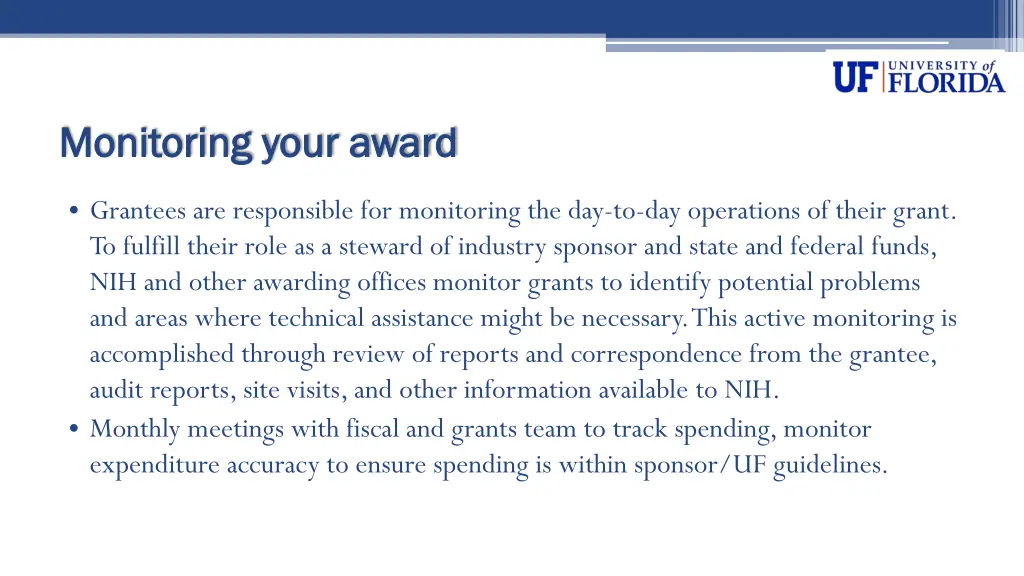 monitoring your award monitoring your award