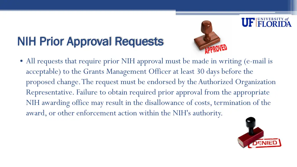 nih prior approval requests nih prior approval