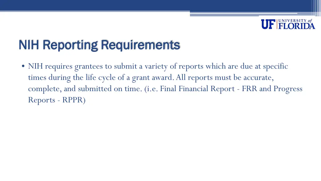 nih reporting requirements nih reporting