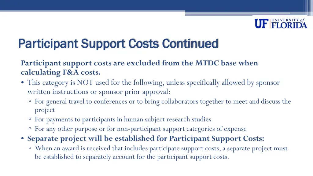 participant support costs continued participant