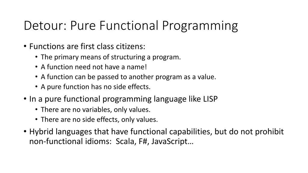 detour pure functional programming