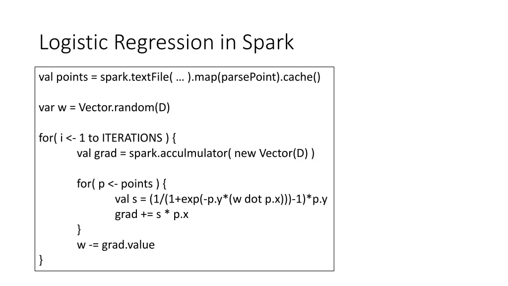 logistic regression in spark