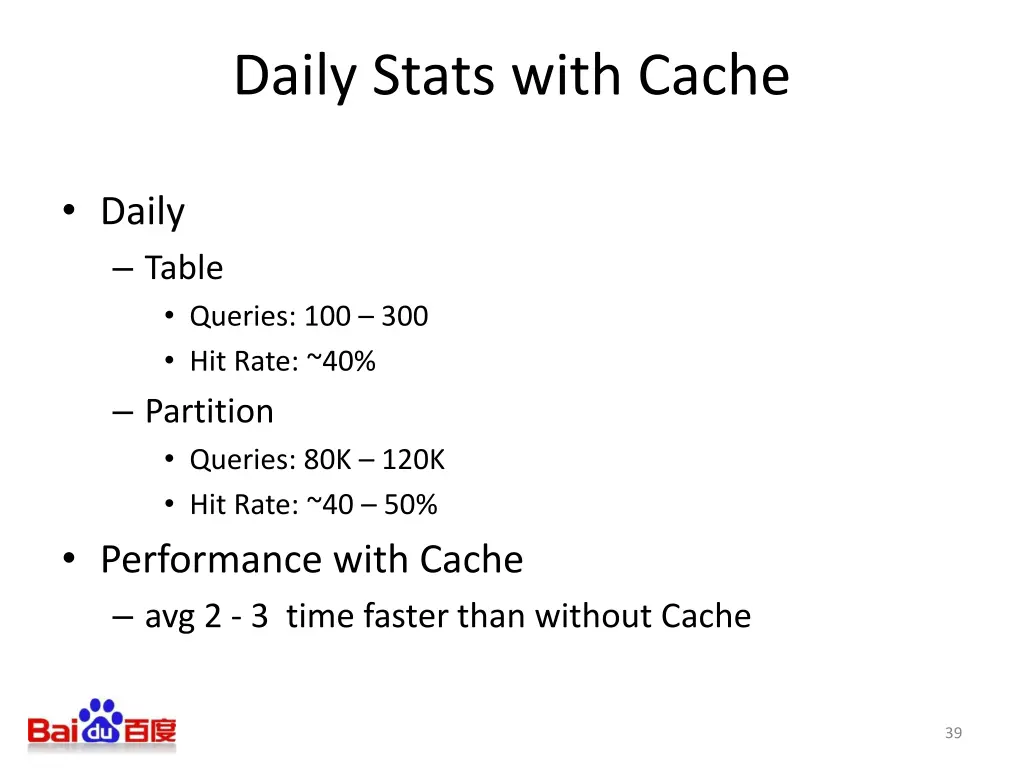 daily stats with cache