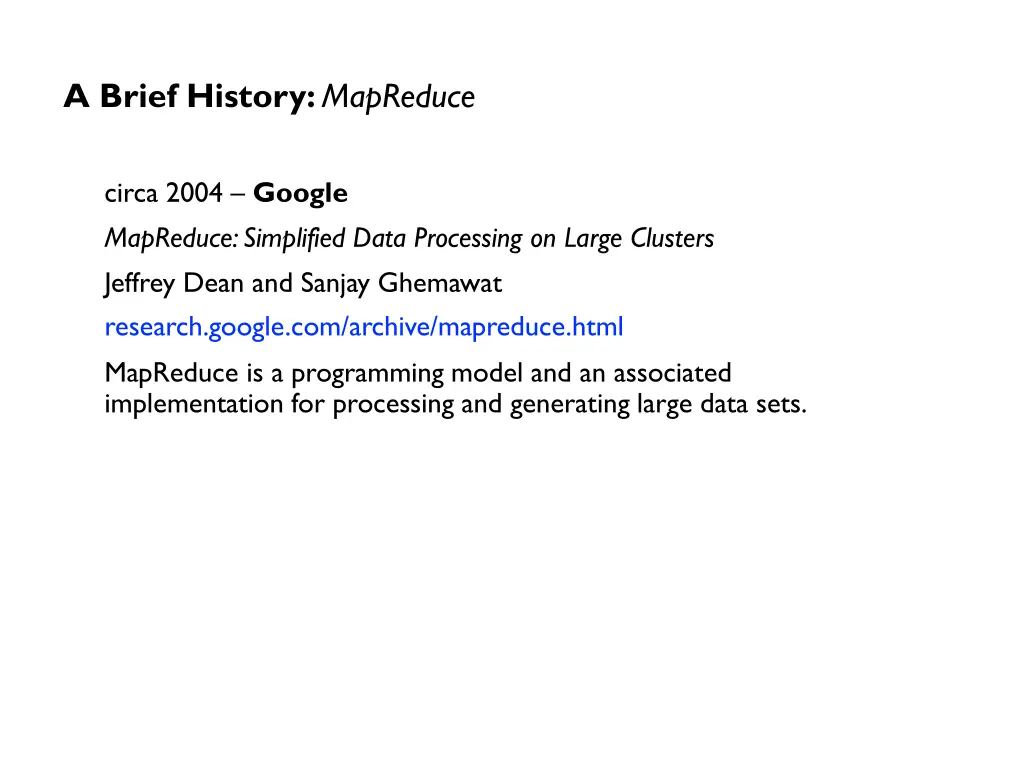 a brief history mapreduce