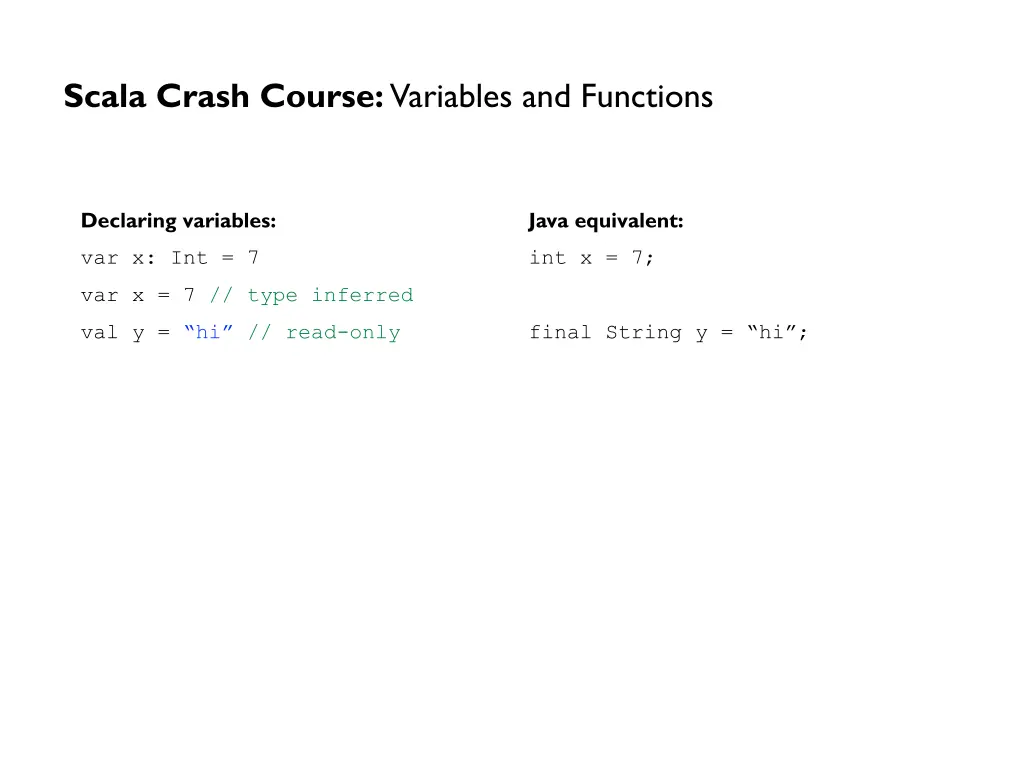 scala crash course variables and functions 1