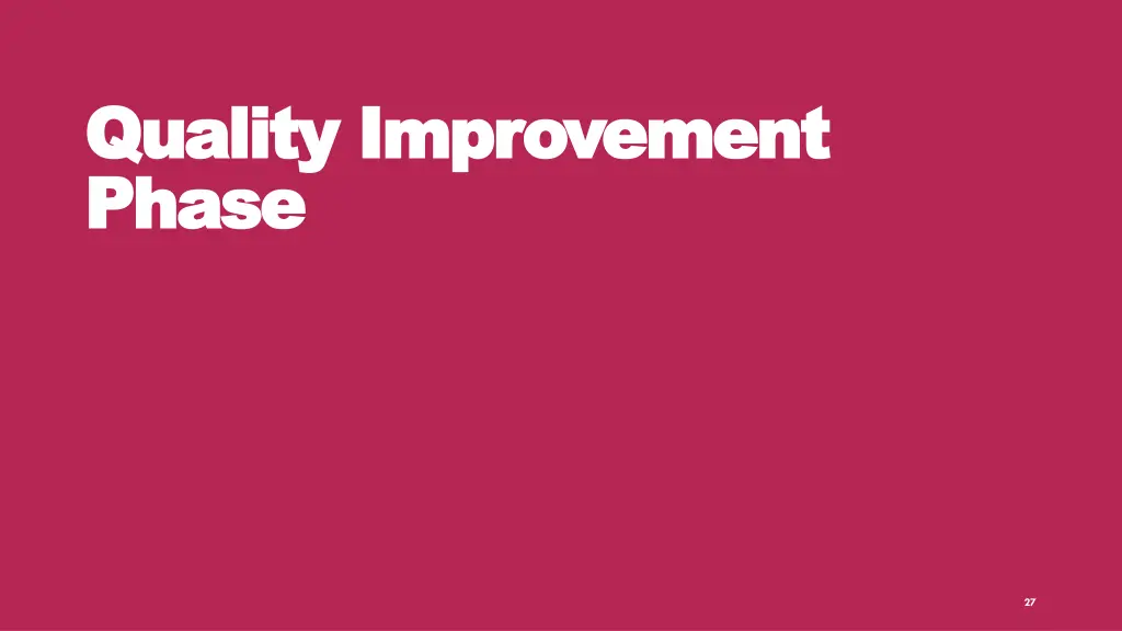 quality improvement quality improvement phase